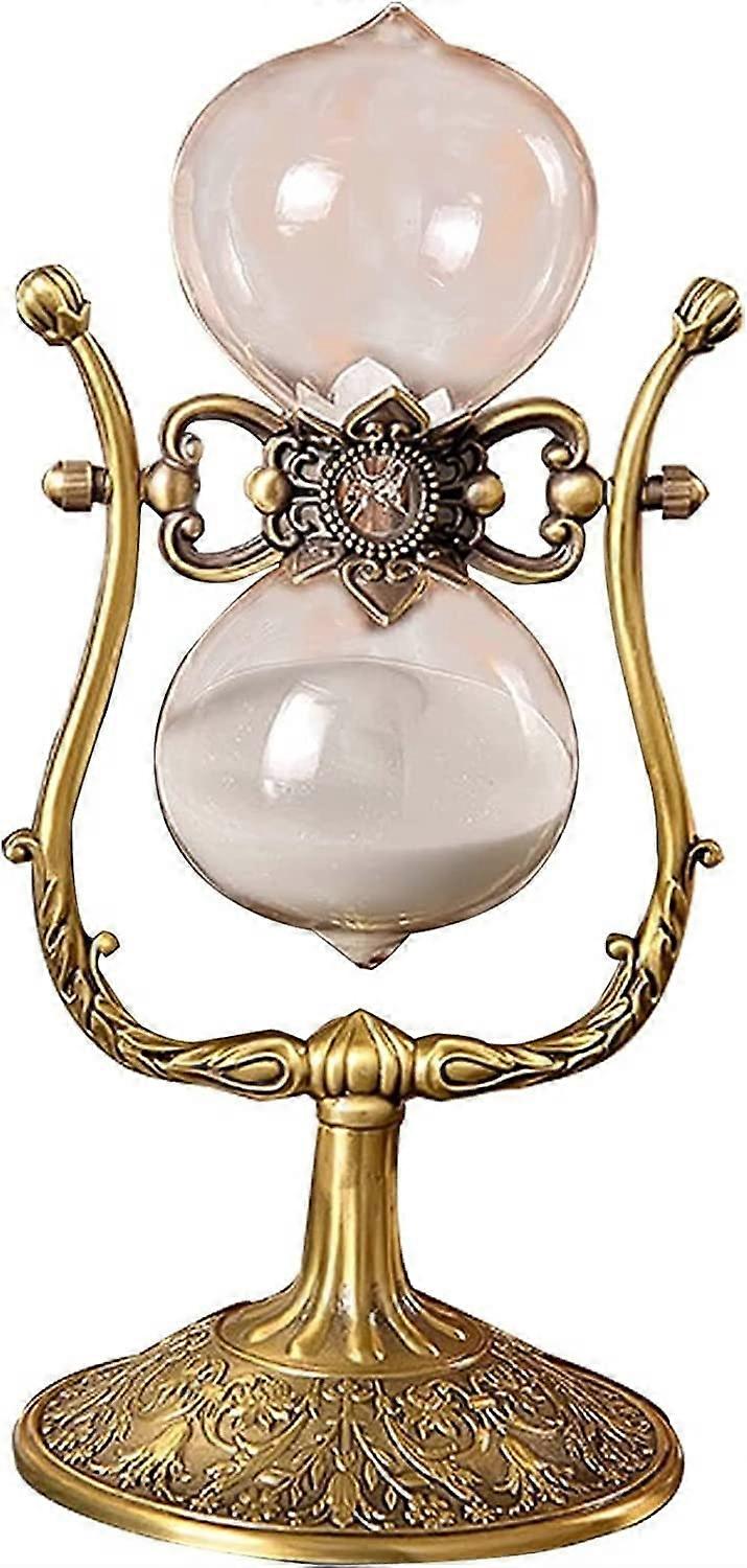 60 Minute Rotating Hourglass Timer Vintage Metal Sand Clock for Office and Study