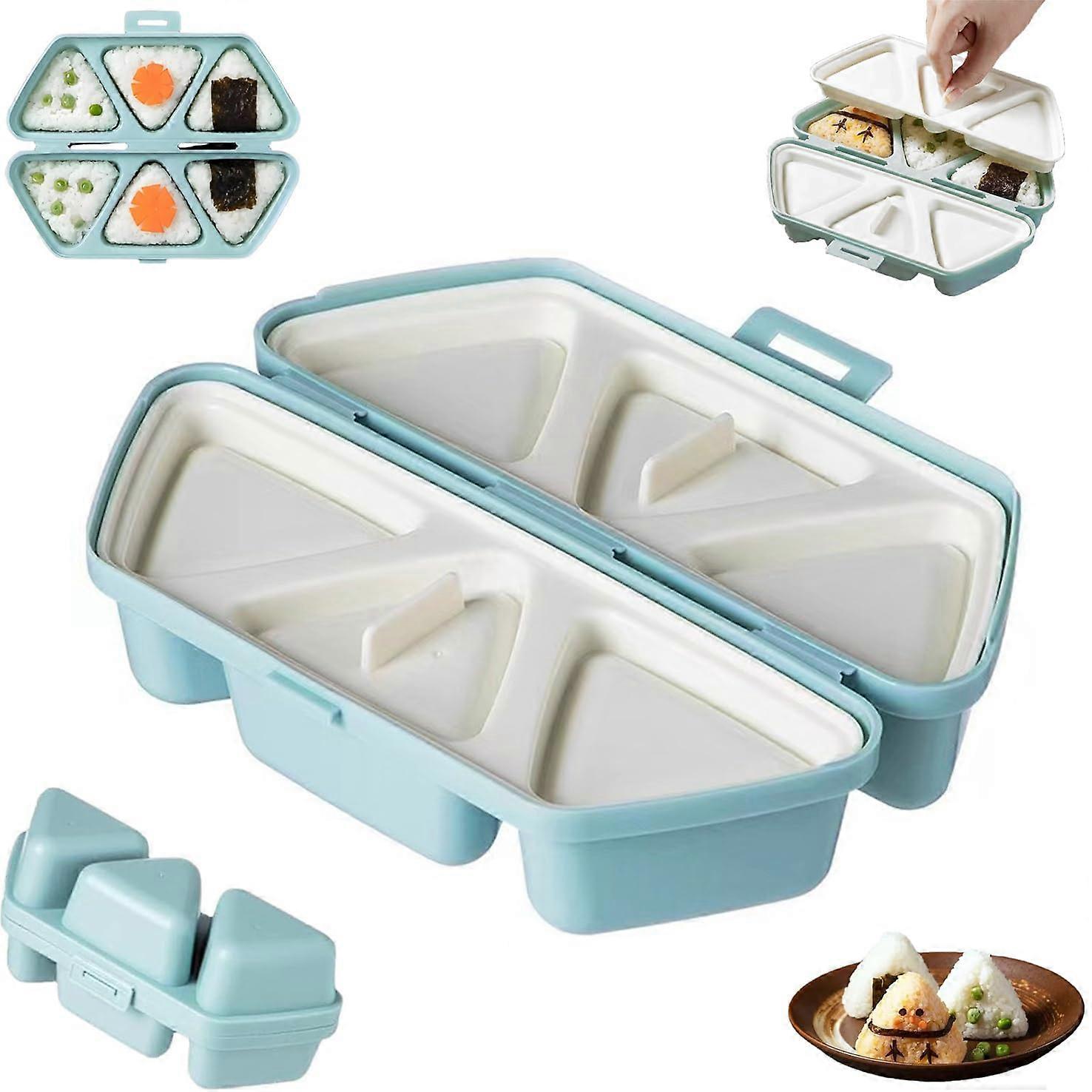 6 in 1 Onigiri Mold Rice Ball Maker  Foldable Nonstick Triangle Sushi Musubi Mold, Blue