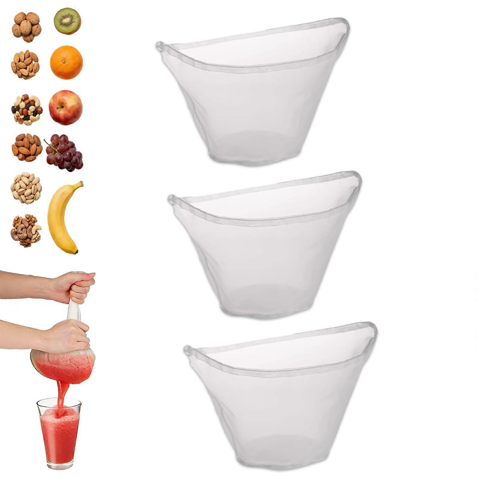 Nut Milk Bag Nylon Mesh Strainer – Leakproof Drawstring, BowlShaped Reusable Cheesecloth (3*S)