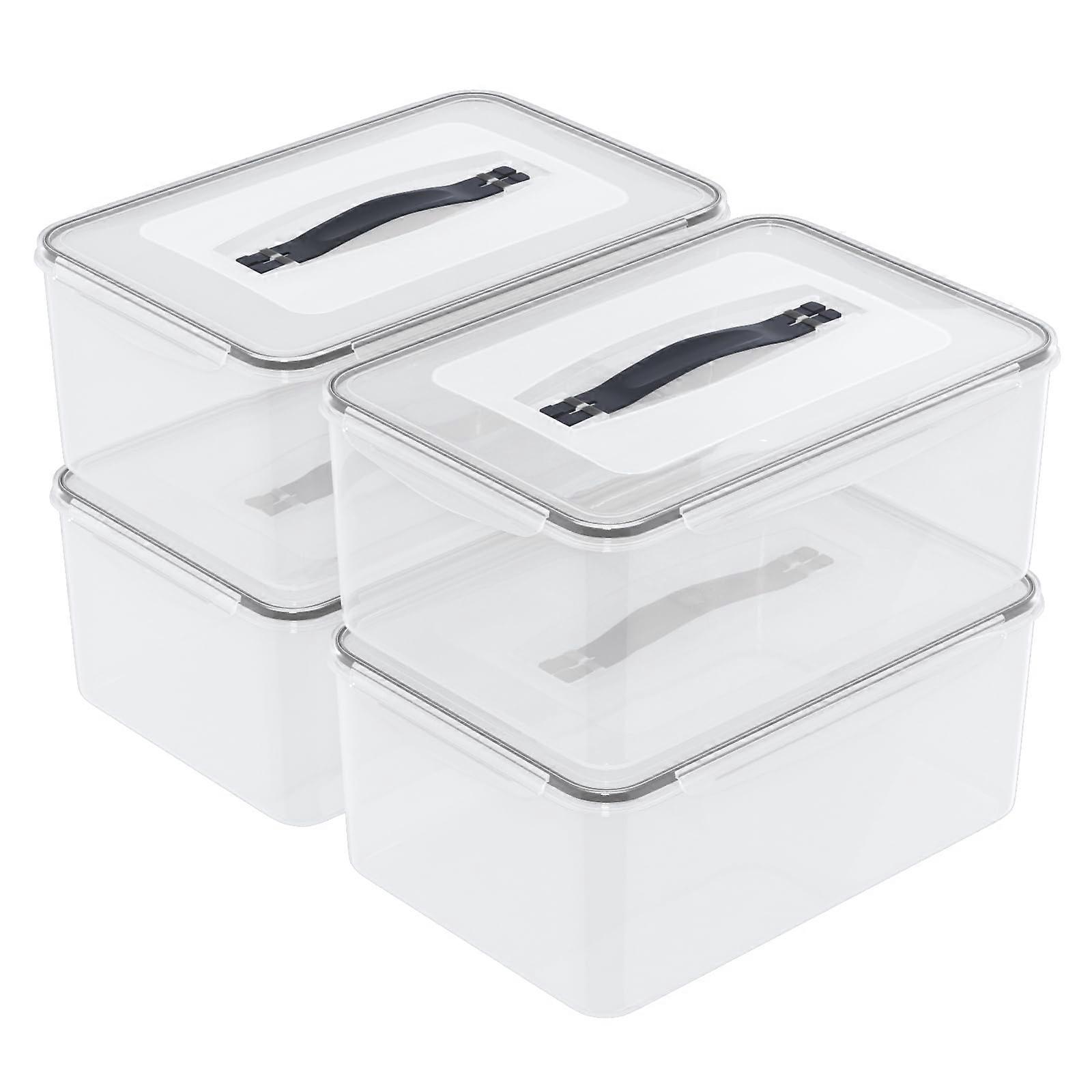 4Pack 15 Quart Airtight Food Storage Containers with Double Seal, Stackable Clear Box with Handle