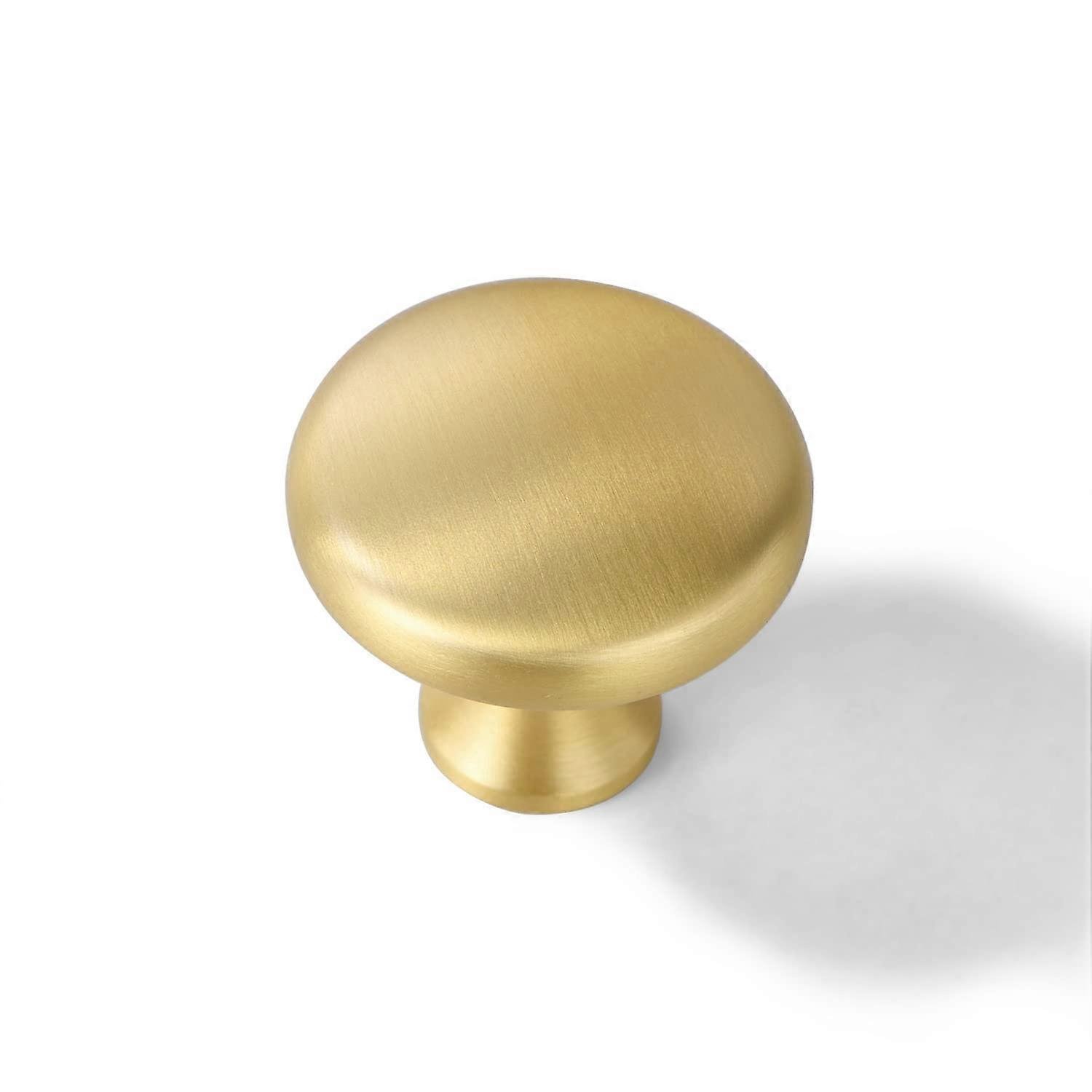 Solid Brass Gold Cabinet Knobs 1.26 Inch Round Corrosion Resistant Brass Drawer Pulls 6 Pack