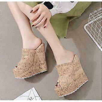 Womens Chic Peep Toe Wedge High Heels Platform Slippers Beach Sandals Shoes MOON