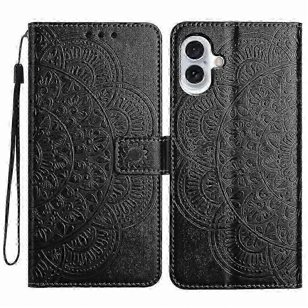 17 Leather Case With Strap, Card Slots, Mandala Pattern, Stand Phone Cover