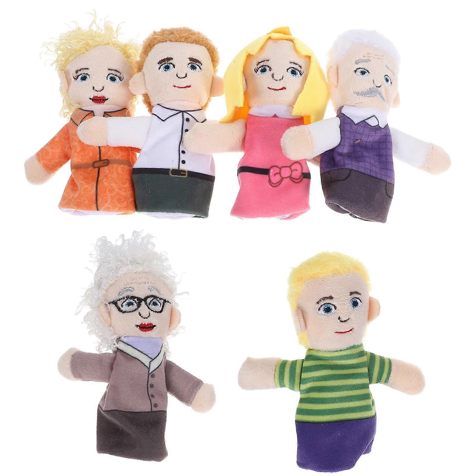 6Pcs Family Finger Puppets for Play Soft Plush Educational Hand Puppet Set