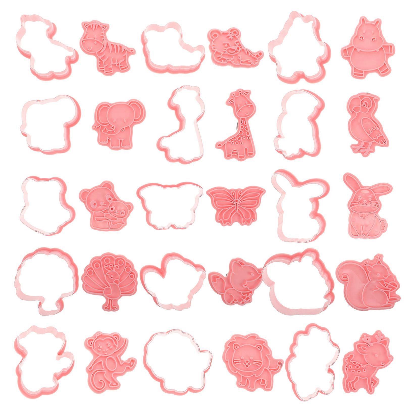 Animal Cookie Cutters 16Pcs Set for Baking with Pink PP Material