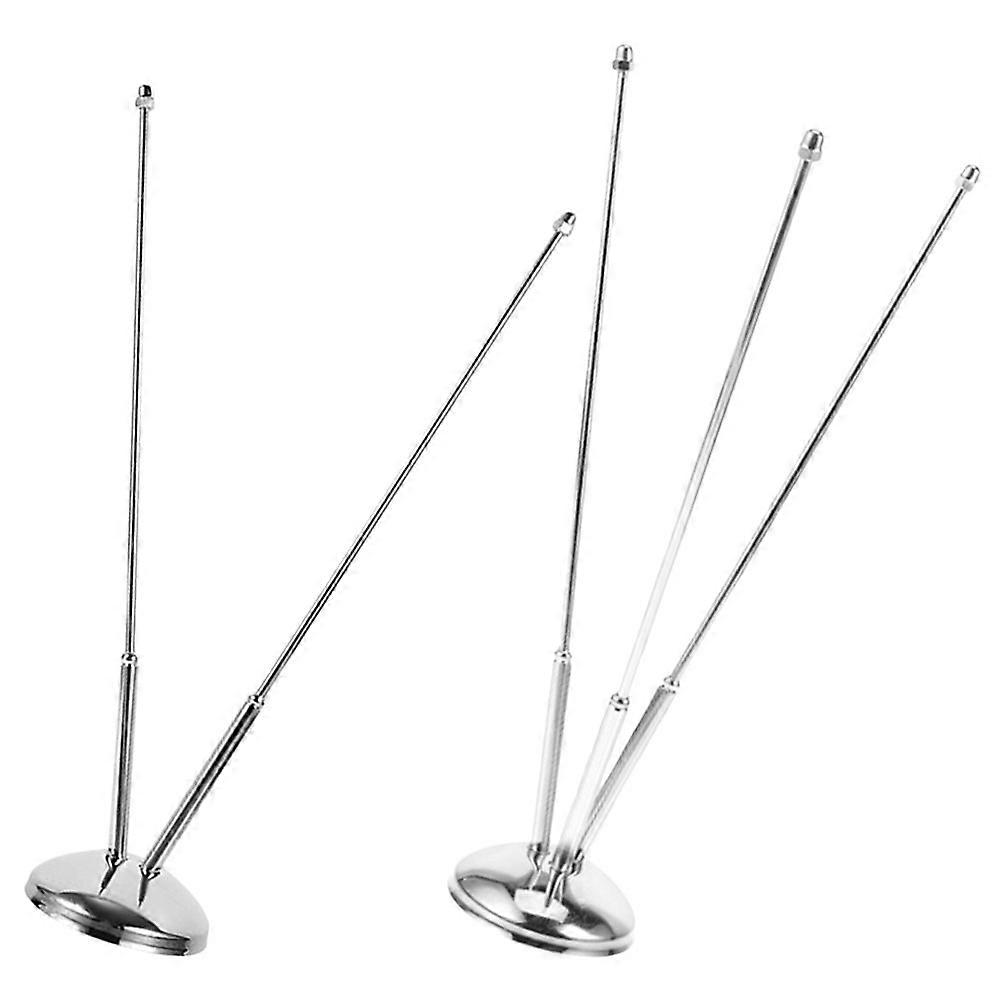 Silver Desk Flag Holder Metal Pole for Decoration 2Pcs Set