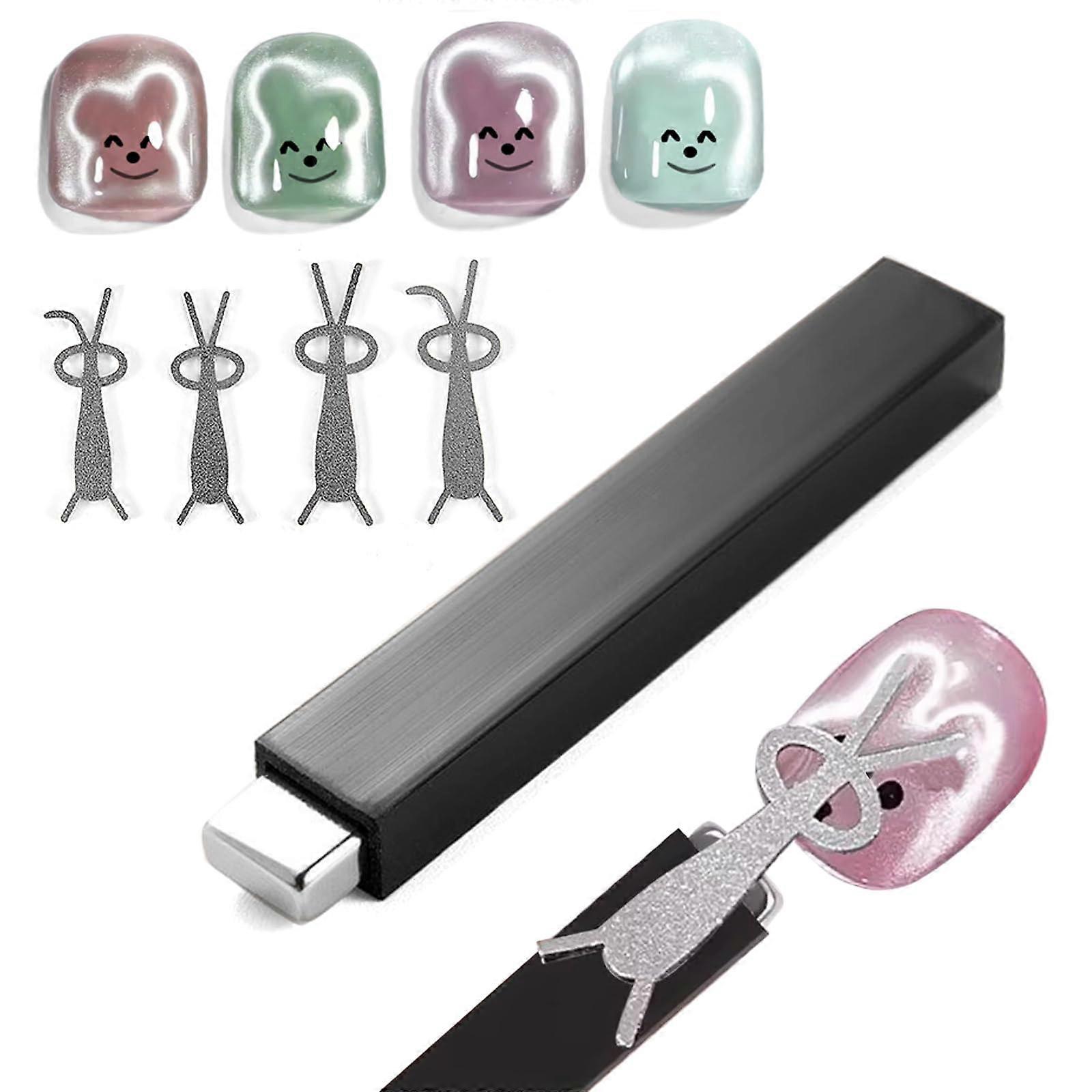 Rabbit Shape Cat Eye Nail Magnet Tool with Rectangle Magnet for Quick Cat Eye Effects