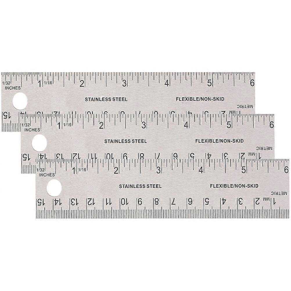 Silver Multi-Function Cork Backing Rulers for Kids Measuring 3Pcs