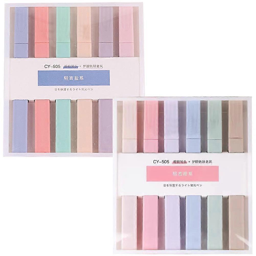 Fluorescent Pen Plastic Highlighter Pen for School Accessory 12Pcs Set