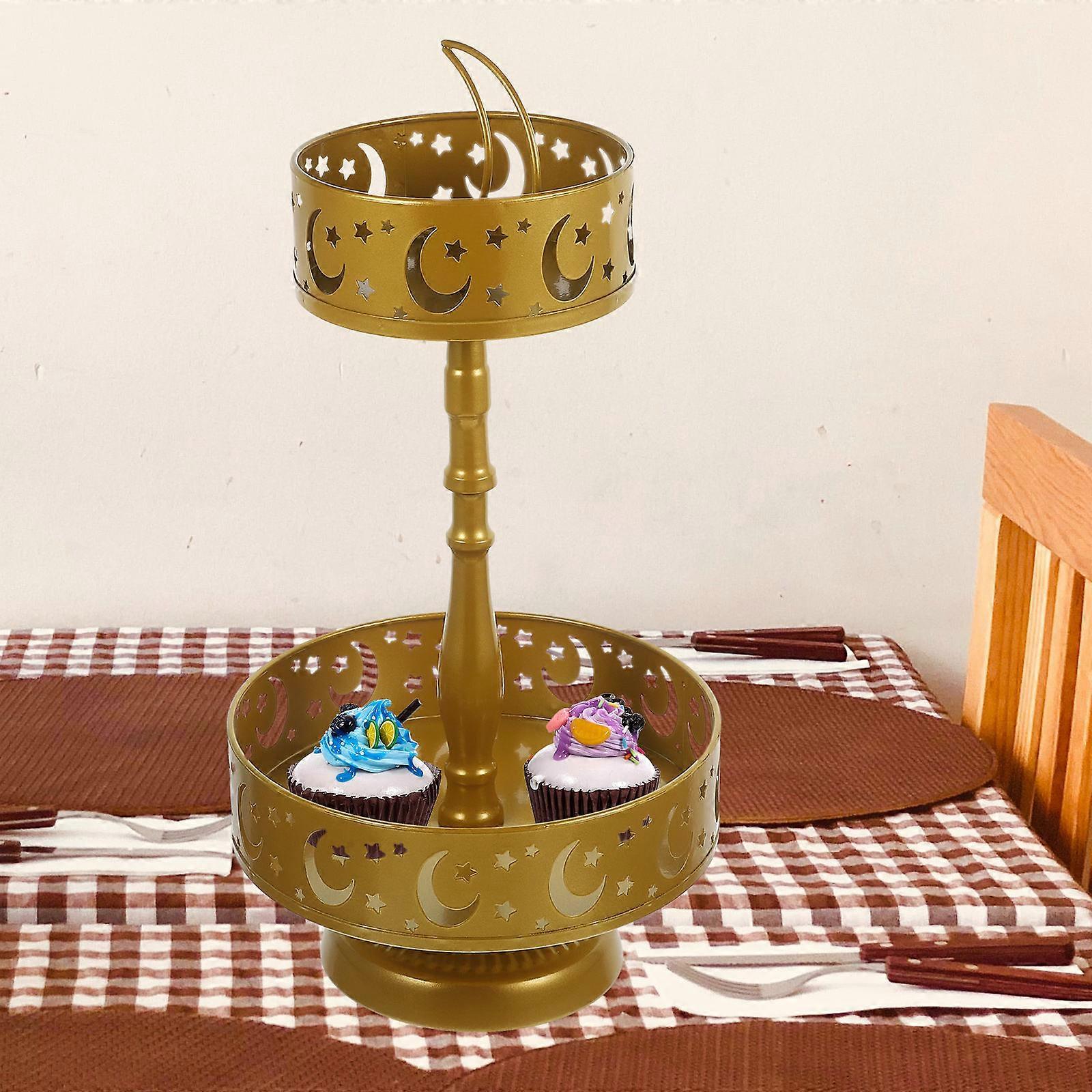 Iron Cake Stand for Decor Two-Layer Dessert Stand Golden Finish