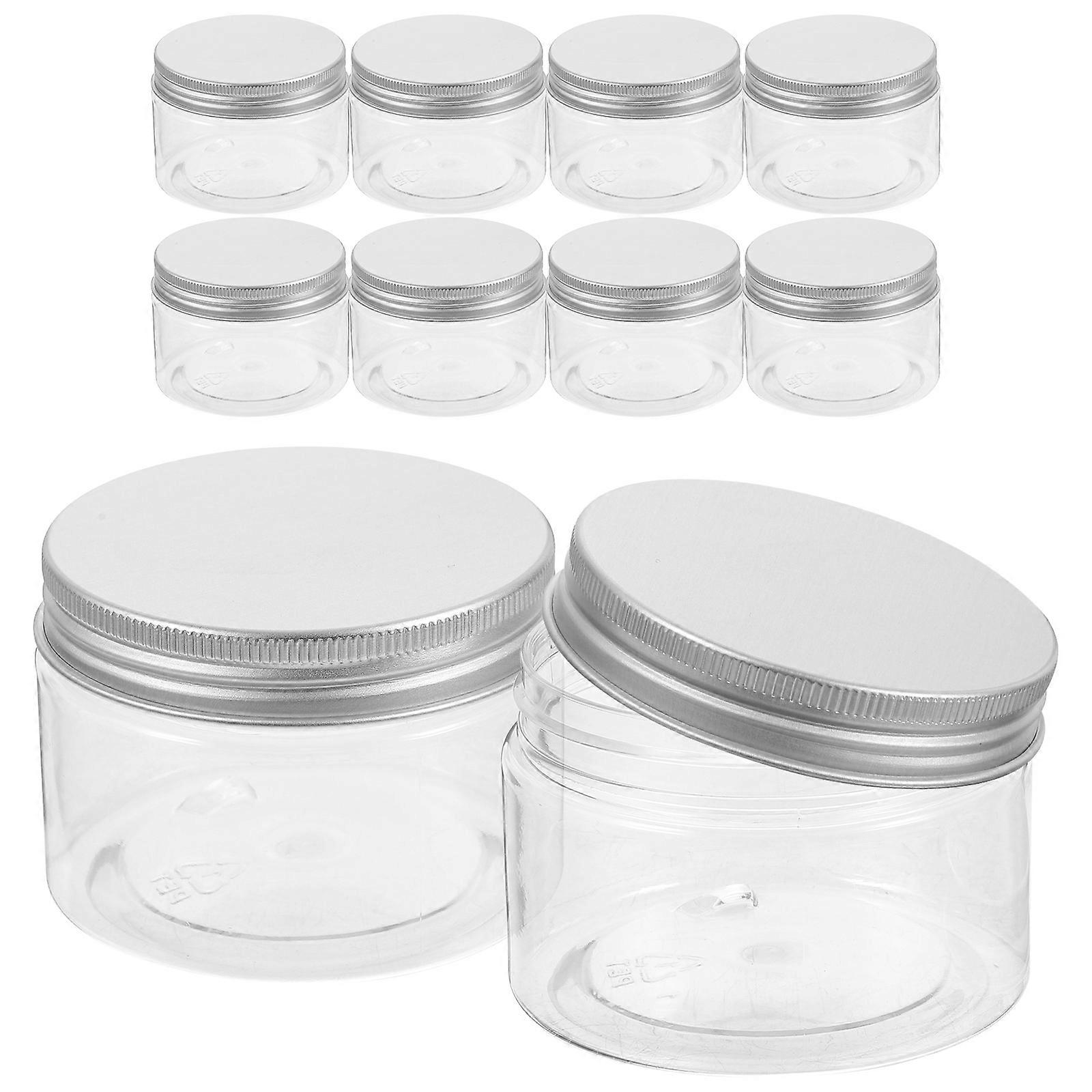 Leakproof PET Storage Jars with Aluminum Lids for Kitchen Organization Transparent Small Boxes 10pcs