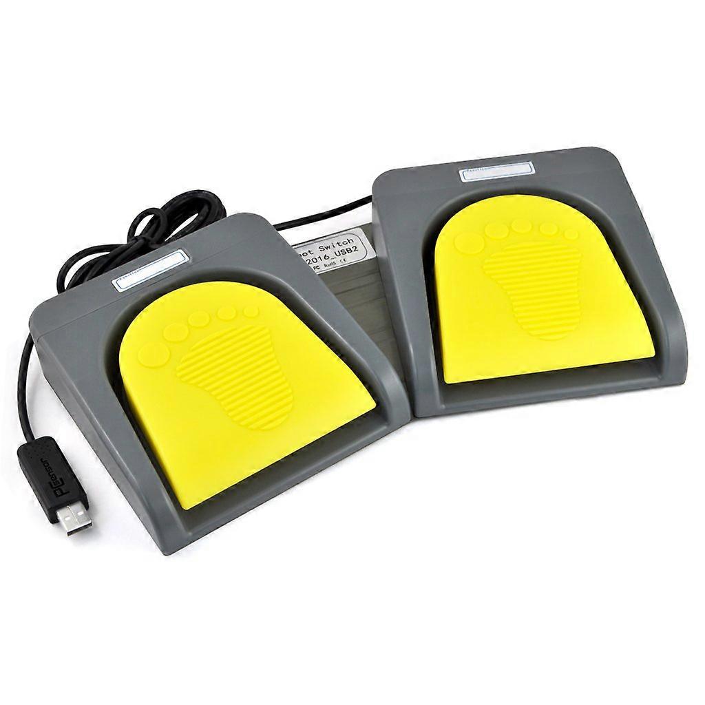 USB Foot Pedal Dual Programmable Switch for PC Custom Shortcut Control and Hands Operation