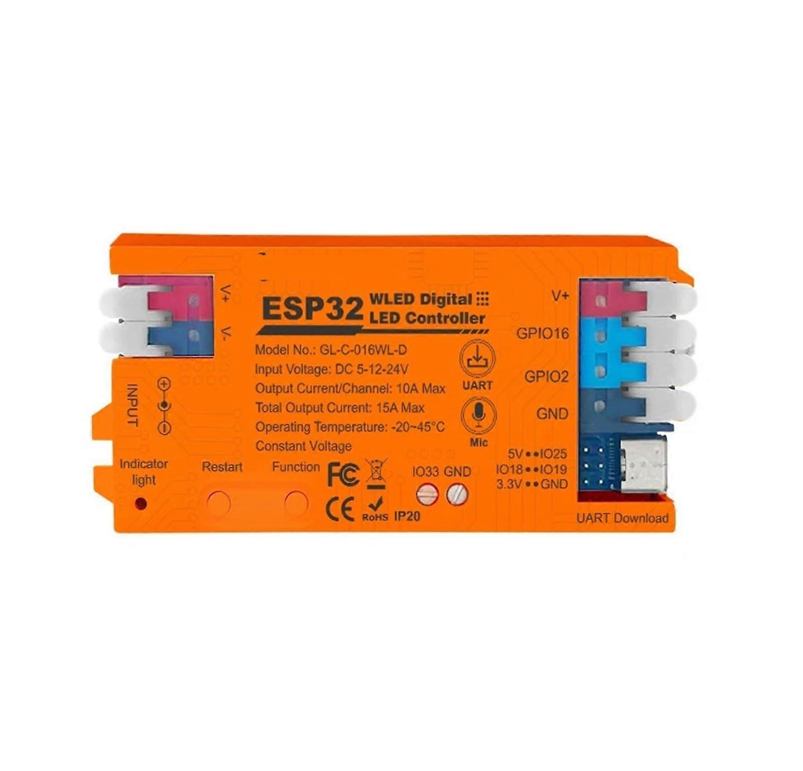 ESP32 WLED LED Controller with Builtin Microphone for Music Reactive RGB Lights and Dynamic Effects