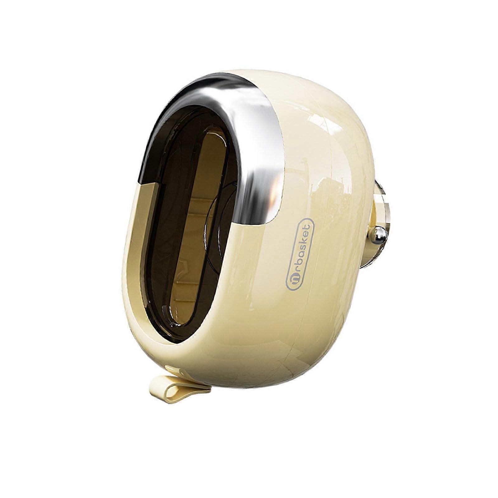 Wall Mounted Refillable Tissue Box Dispenser with Drill Suction Cup, SpaceSaving White Gold