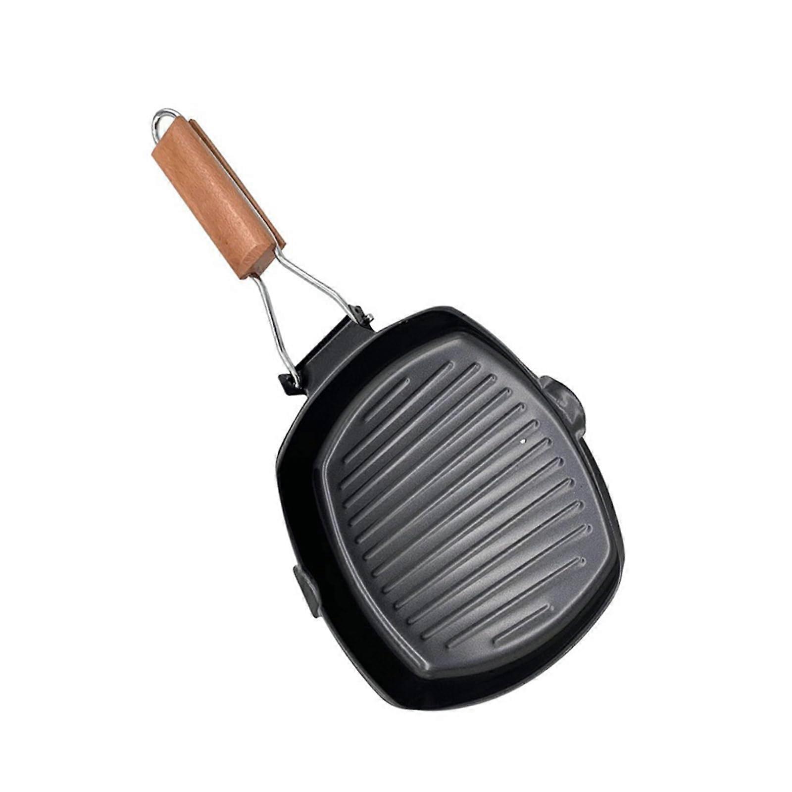 9.5 Inch Nonstick Frying Pan with Handle, Foldable Cast Iron Grill Pan for Induction Cooking
