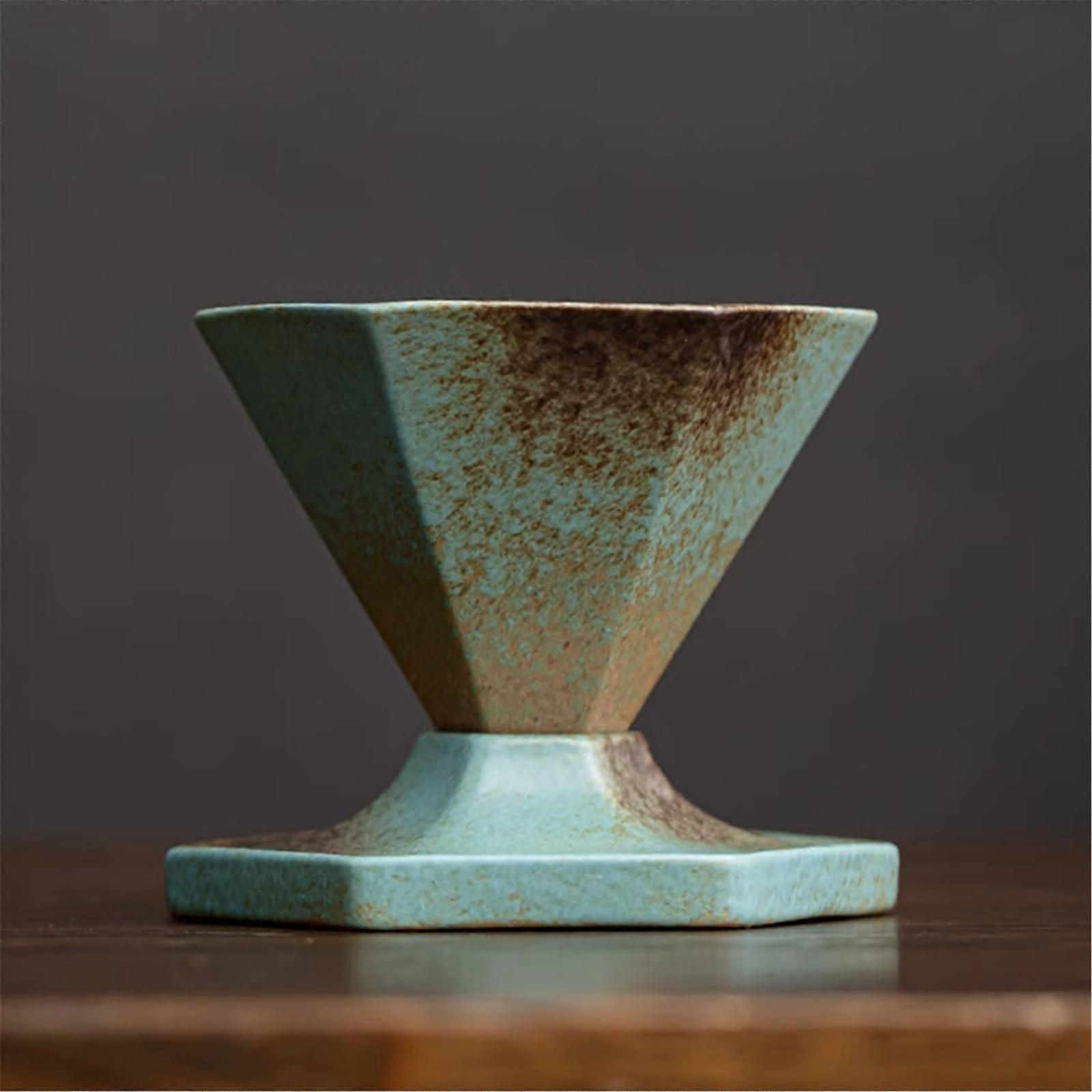 Blue Ceramic Coffee Mug with Ergonomic Handle, Chinese Retro Style for MultiBeverage Use