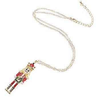 Collier pendentif Casse-Noisette de Noël en émail, représentant un soldat Casse-Noisette. Bijou de Noël, cadeau pour femmes et filles.