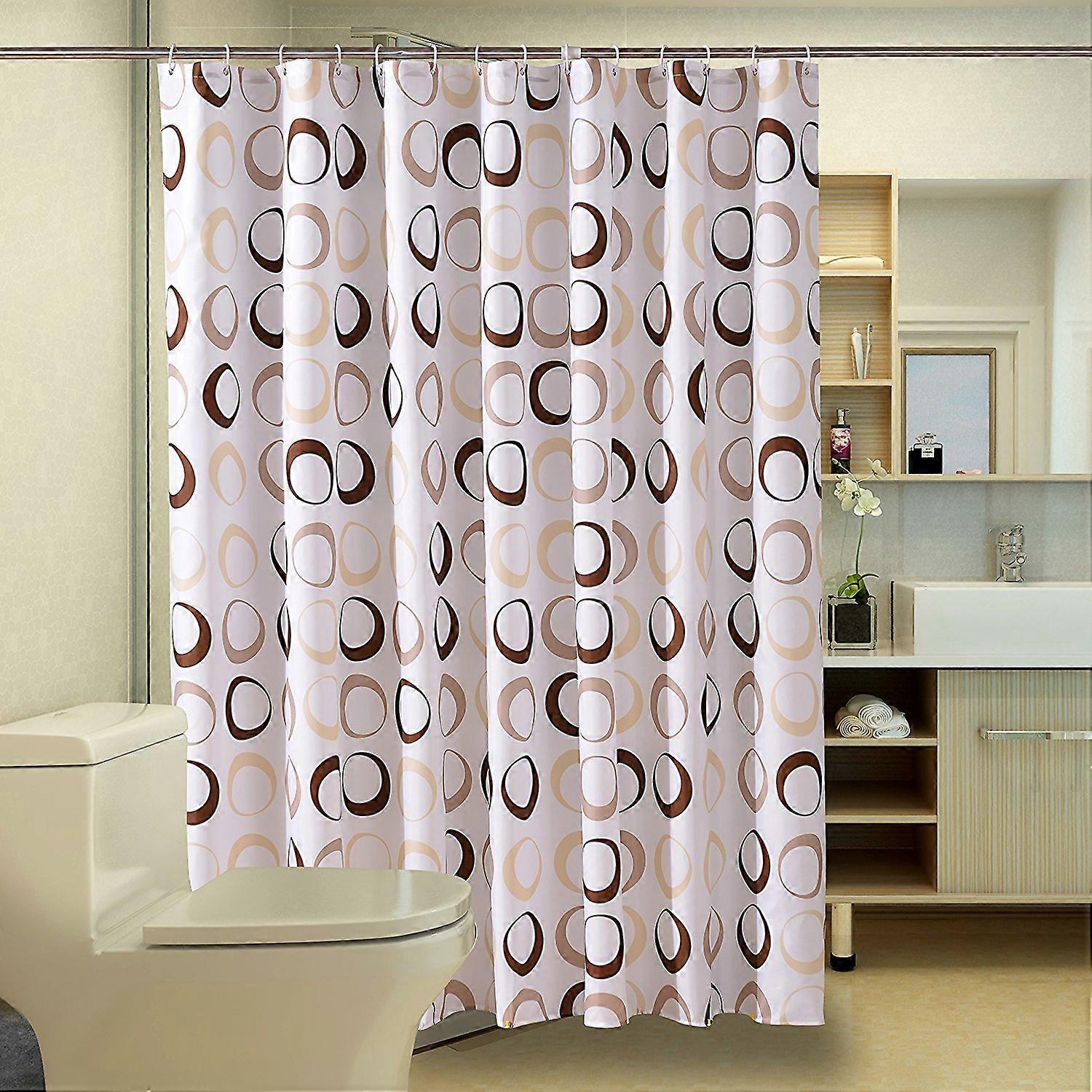 Waterproof Mildew Resistant Polyester Shower Curtain 60x72 Modern Coffee Circles Pattern for Bathroom