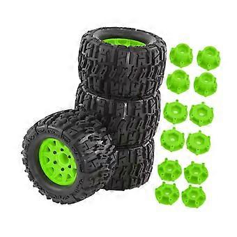RC Truck Tires 1/10 Scale Wheels Set 125mm WearResistant Offroad with Improved Traction Green