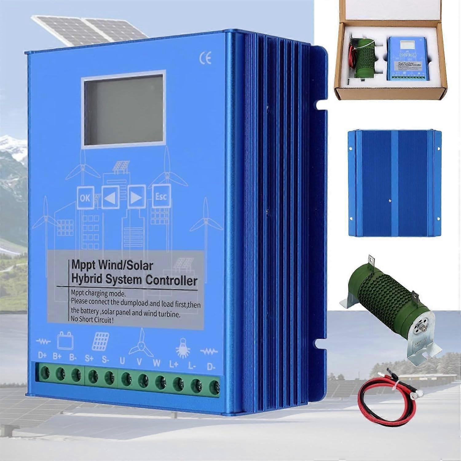 Hybrid MPPT Charge Controller 12V Wind Solar Off Grid Dual Source with LCD and Dump Load Support
