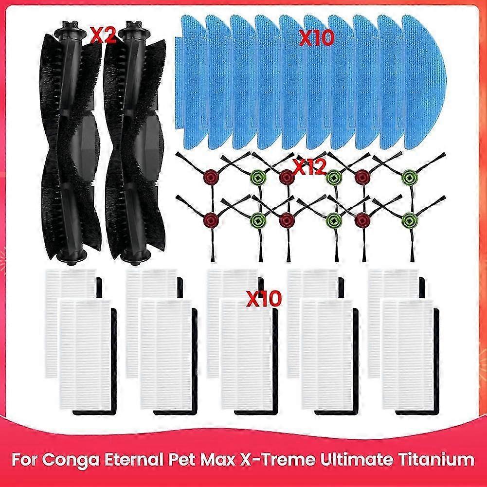 Conjunto de 34 peças de escovas e filtros compatíveis com o aspirador de pó Conga Eternal Pet Max X Treme Ultimate Titanium - Acessórios de reposição