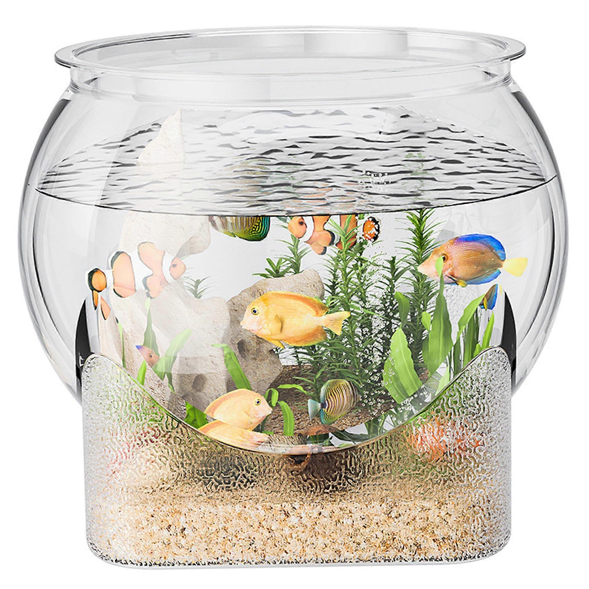 Small Fish Bowl Clear Unbreakable Plastic Desktop Aquarium with Stable Base and Easy Maintenance for Betta Turtle