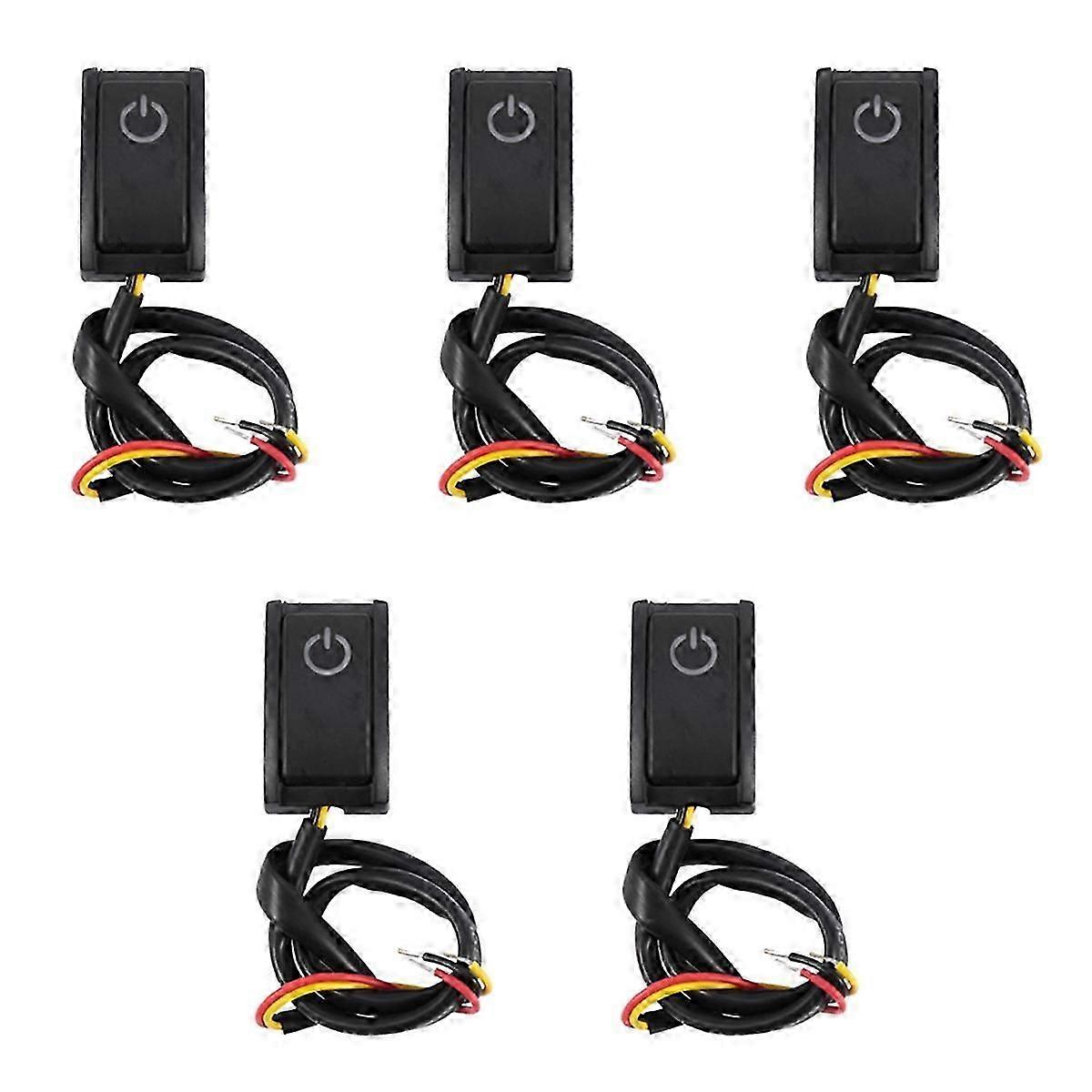 5X Car Button Switch DIY Switch Paste Type Off/on Switch compatible Car Reading Lamp/Turn Lights Small Ligh