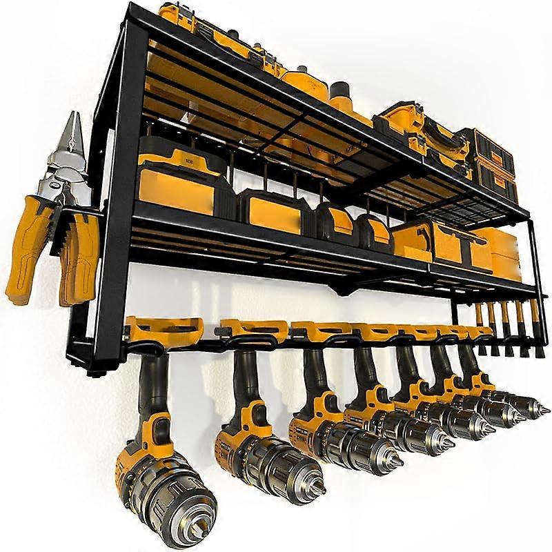 Tool Rack Wall Mounted Power Tool Storage Shelf Heavy Duty Rust Resistant Garage Organizer