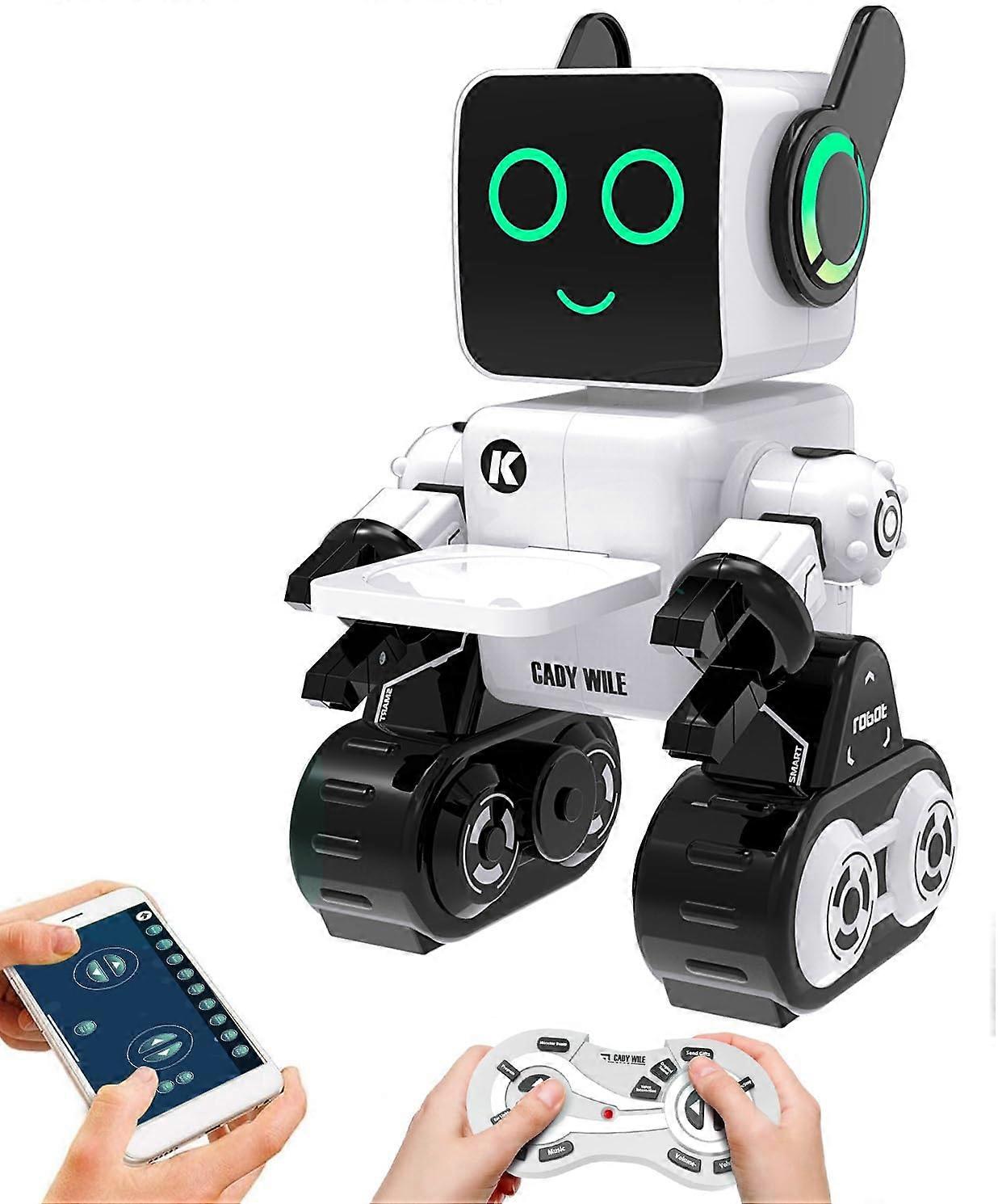 Programmable Robot Toy for Kids with Remote and App Control, STEM Learning, White