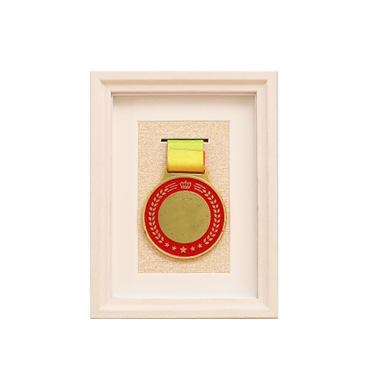 Single Medal Display Frame Solid Wood with HD Plexiglass, Wall or Table Medal Display Case
