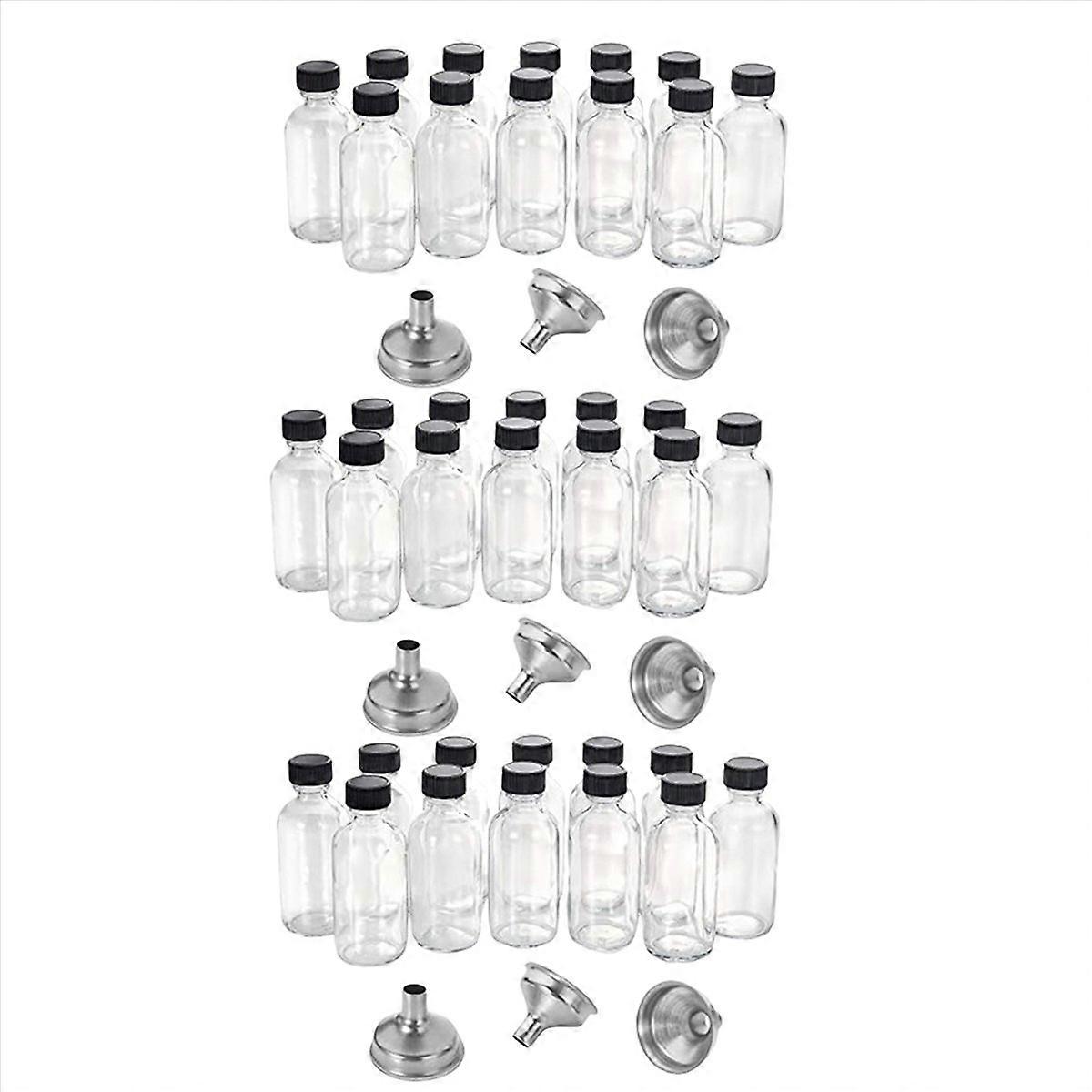 12Pc 2 Oz Small Clear Glass Bottles with Lids & 3 Funnels