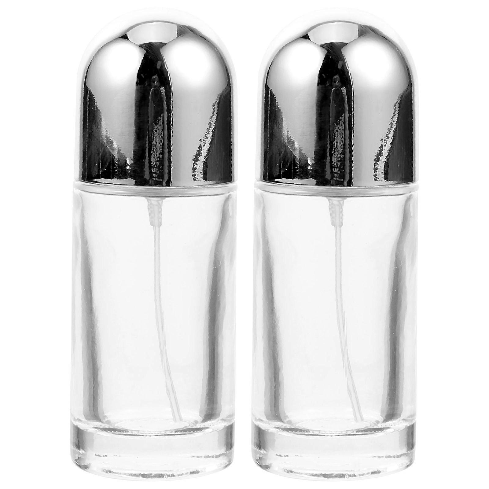 Refillable Perfume Bottles Transparent Glass Bottle for Storage 2Pcs