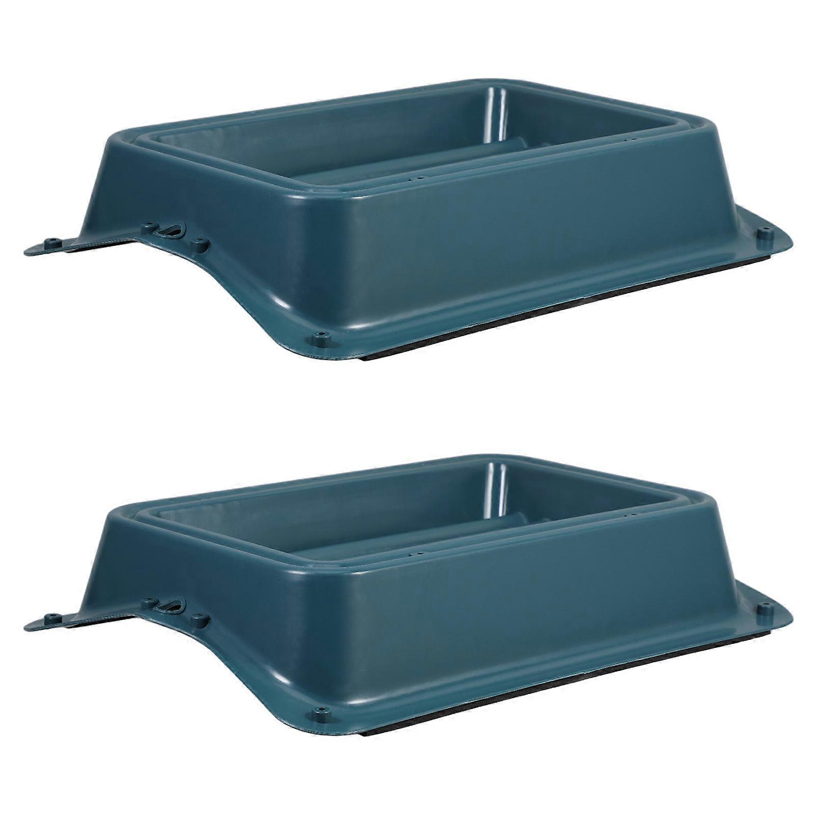 Plastic Plants Tray for Flower Arrangement Base 3Pcs Green Rectangular Saucers