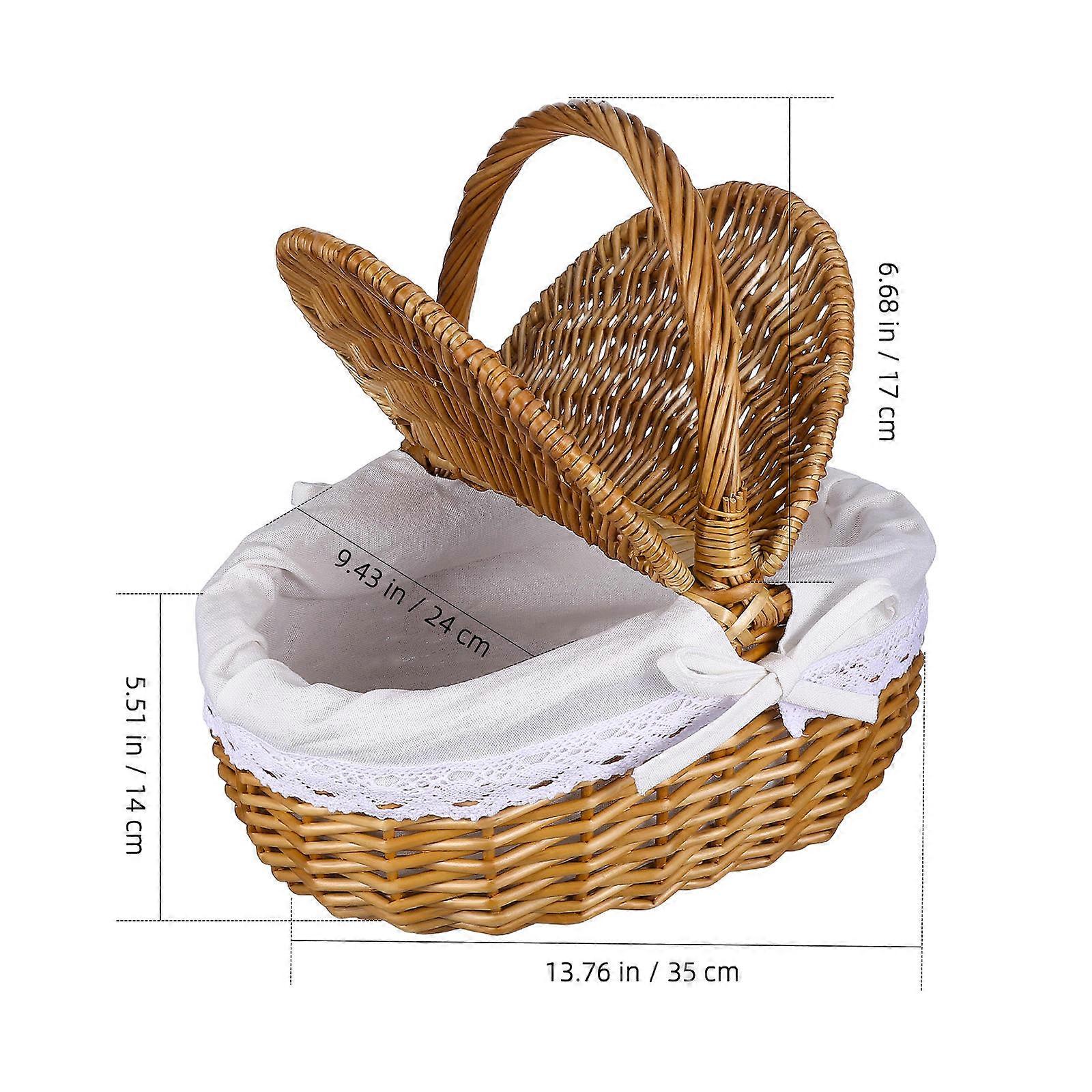 Picnic Hand-Woven Basket for Storage with Sturdy Handle