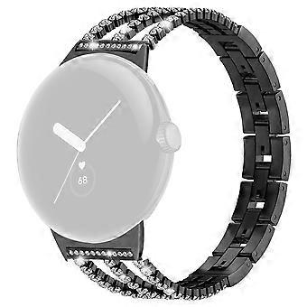 Kompatibel mit Google Pixel Watch 4/3 (45 mm): Armband aus Zinklegierung mit Kristallkette und Schmuckverschluss.