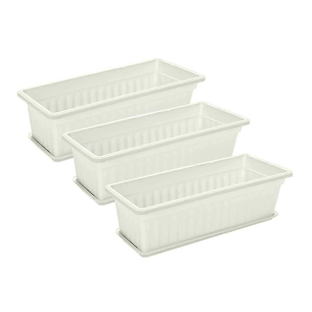 Window Box Planter Set, Rectangular Windowsill Flower Pots for Herbs and Vegetables, 3PCS PLA