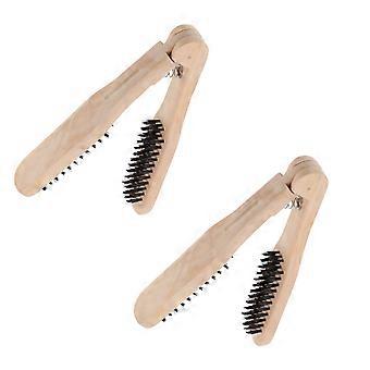 2Pcs Hair Straightening Brush V-shaped Hair Comb Hair Straightener Comb Tool