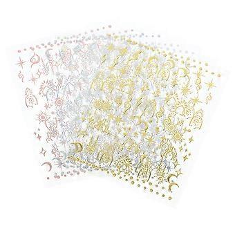 Nagelkonstklistermärken Sol Måne Stjärna Nageldekaler för Kvinnor 8 Ark PVC-Material