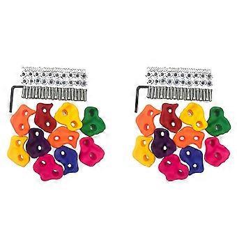 20Pcs Mixed Color Plastic Children Kids Rock Climbing Wood Wall Stones Hand Feet Holds Grip Kits with Screws