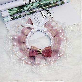 Pet Decoração Colarinho Jk Xadrez Renda Gravata Borboleta Colar Lenço Saliva Toalha Pet Pescoço Acessórios