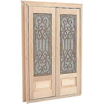 1:12 chelle Miniature Porte en Bois pour Maison De Poupe Jouet Simulation Modle Porte de poupe Vintage cran Creux Externe Double Porte Maison de &new