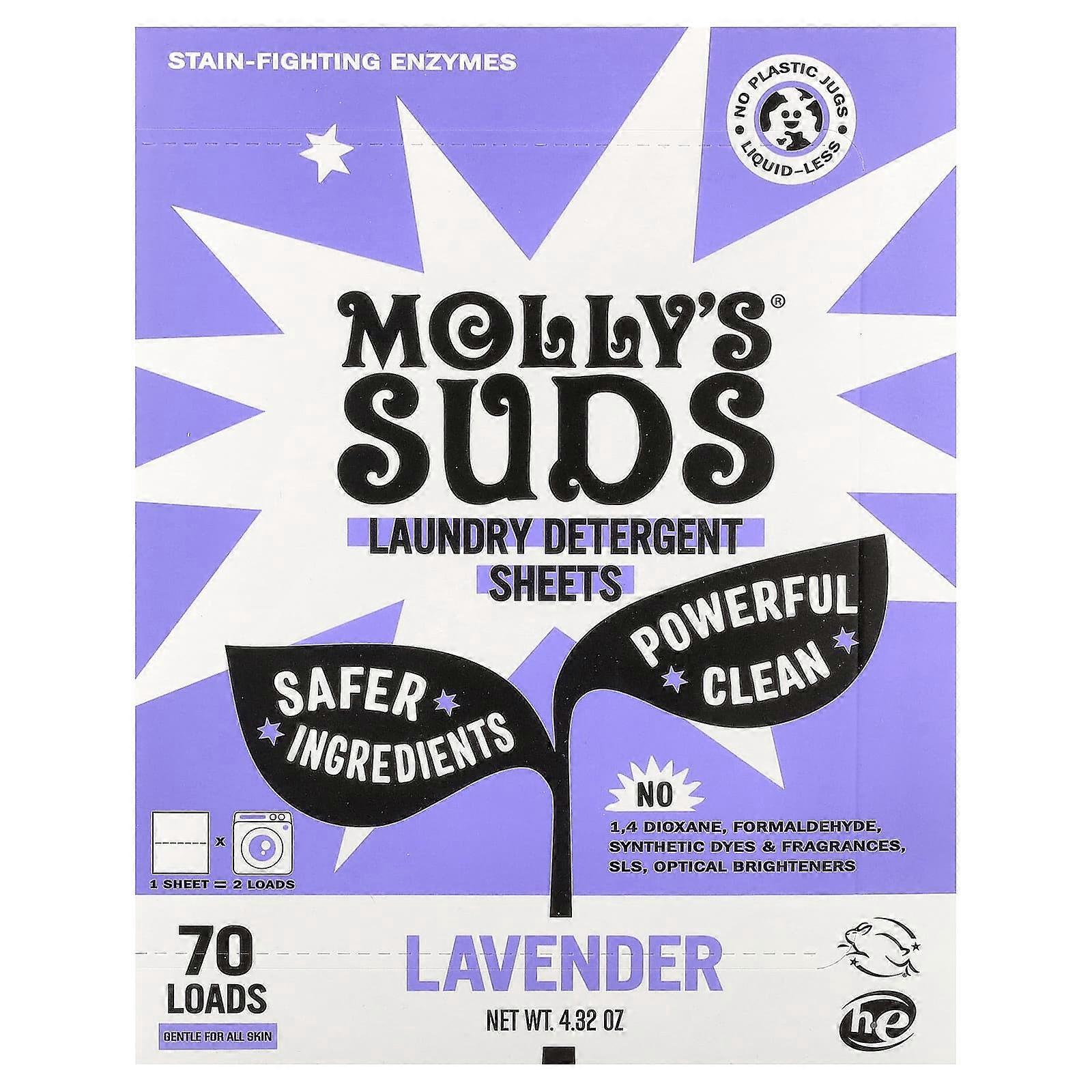 Molly's Suds, Laundry Detergent Sheets, Lavender, 35 Sheets, 2-Pack