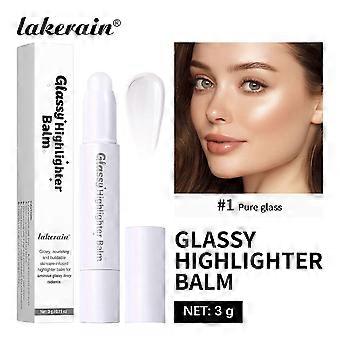 Glassy Dewy Highlighter Balm Stick 3g, Buildable Hydrating Highlighter for Cheekbone Eye Body, Portable Shimmer Makeup for Daily & Outdoor Activities