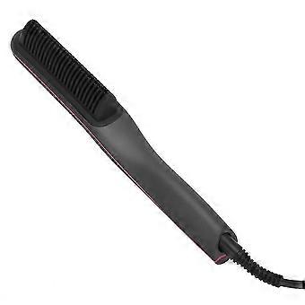 Electric Hair Straightener Comb Anti Scald Beard Straightener Brush (Gray)