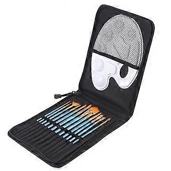 12Pcs Gouache Brush Nylon Hair Wood Handle Brush Watercolor Oil Painting Tool Set