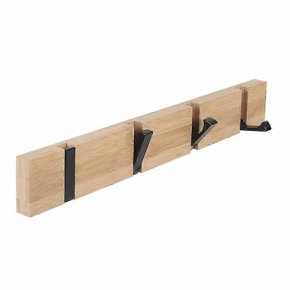 Wall Coat Hook With 4 Retractable Hooks, Wall Coat Rack, Natural