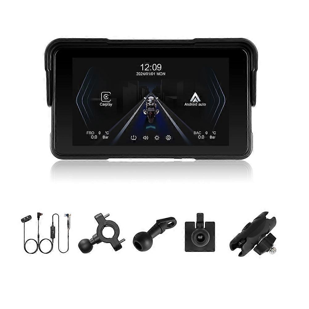 Motorcycle Wireless Carplay Android Auto Screen, Navigation System, 5" Portable Car Stereo Support Bluetooth, Assistant