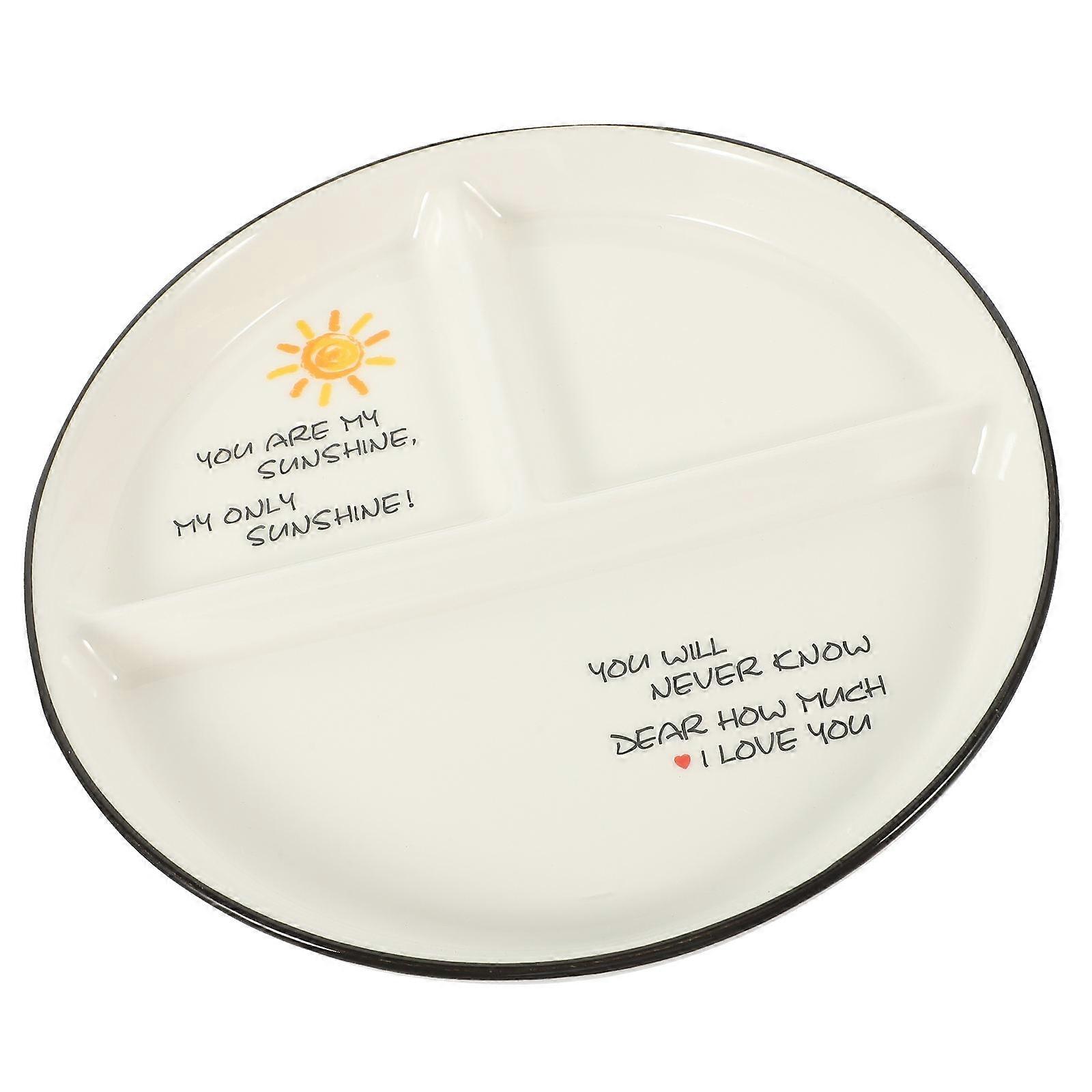 Portion Plate for Serving 3Pcs Ceramic Divided Compartment Dinner Tray