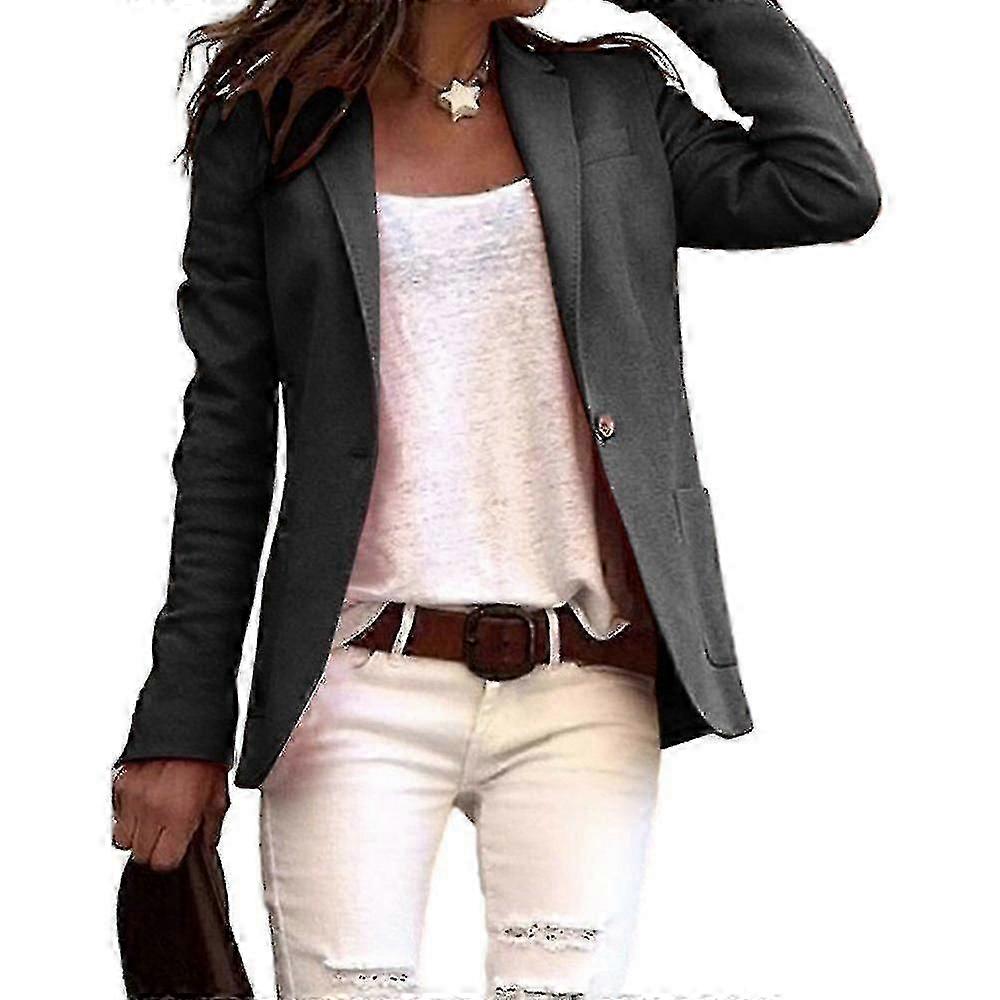 Ladies Work Office Lapel Jacket Suit Blazer One Button