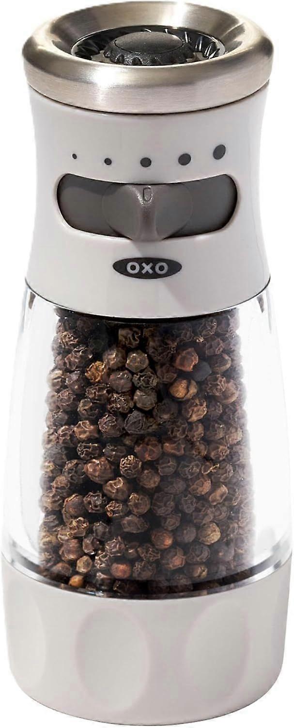 Contoured Mess-Free Pepper Grinder, Adjustable Ceramic Grinder with Five